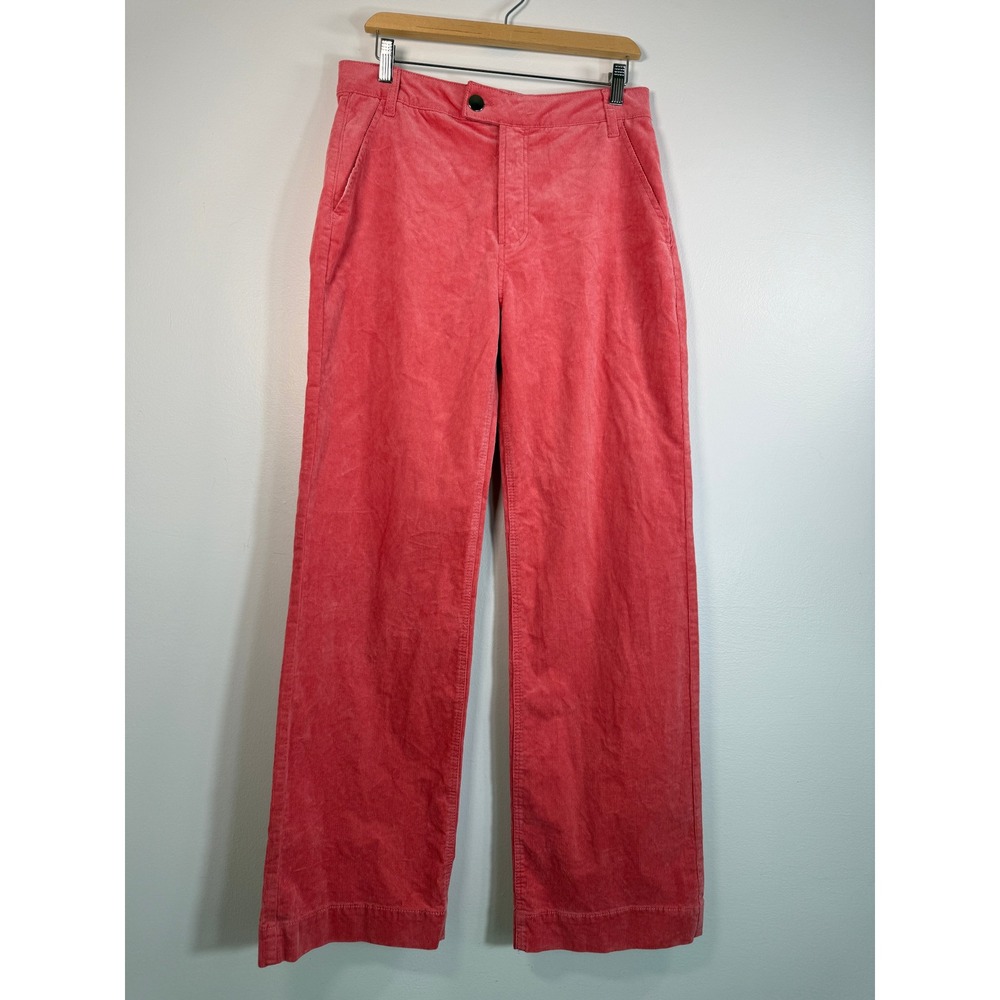 Draper James RSVP Pants Womens 12 Wide Leg Corduroy Coral Pink EUC Momcore